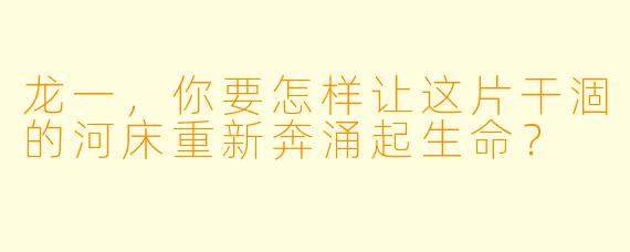 龙一，你要怎样让这片干涸的河床重新奔涌起生命？