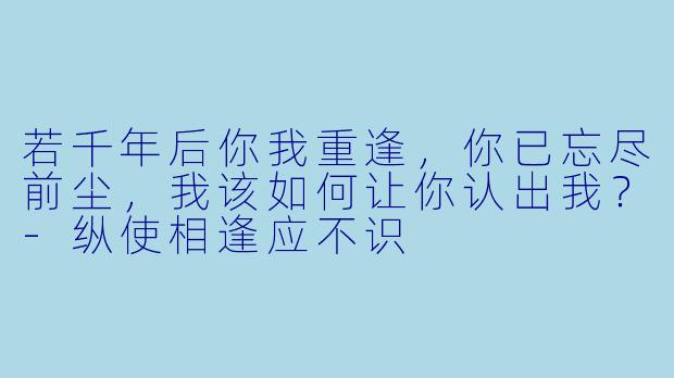 若千年后你我重逢，你已忘尽前尘，我该如何让你认出我？-纵使相逢应不识