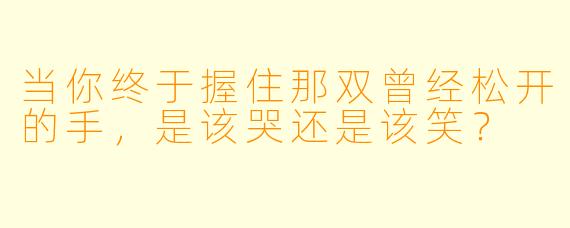当你终于握住那双曾经松开的手，是该哭还是该笑？