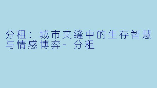 分租:城市夹缝中的生存智慧与情感博弈-分租