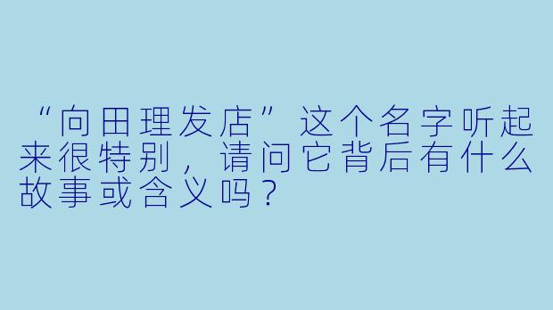 “向田理发店”这个名字听起来很特别，请问它背后有什么故事或含义吗？