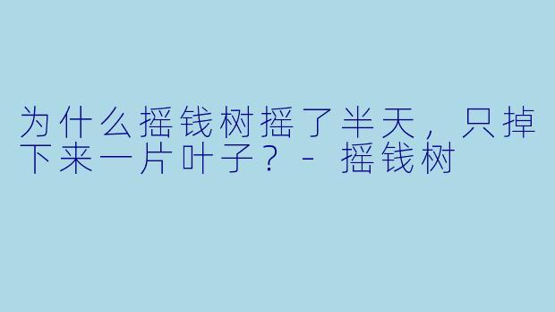 为什么摇钱树摇了半天，只掉下来一片叶子？