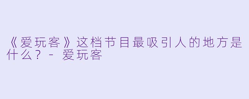 《爱玩客》这档节目最吸引人的地方是什么？