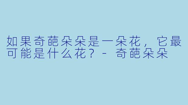 如果奇葩朵朵是一朵花，它最可能是什么花？-奇葩朵朵