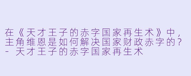 在《天才王子的赤字国家再生术》中，主角维恩是如何解决国家财政赤字的？