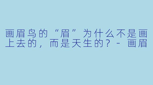 画眉鸟的“眉”为什么不是画上去的，而是天生的？