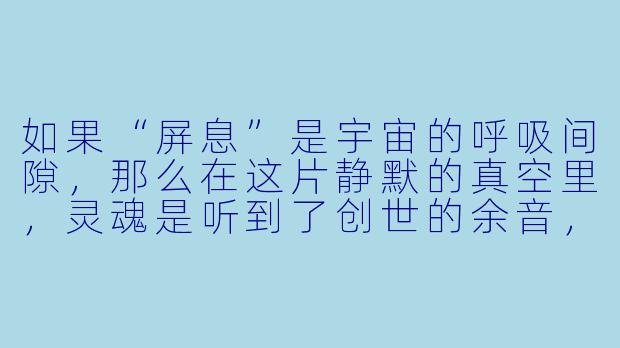 如果“屏息”是宇宙的呼吸间隙，那么在这片静默的真空里，灵魂是听到了创世的余音，还是听到了自己未曾说出的回响？