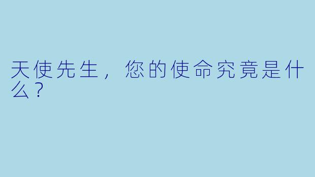 天使先生，您的使命究竟是什么？