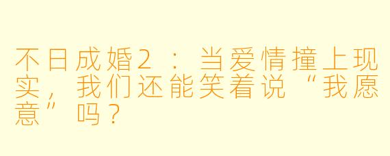 不日成婚2：当爱情撞上现实，我们还能笑着说“我愿意”吗？
