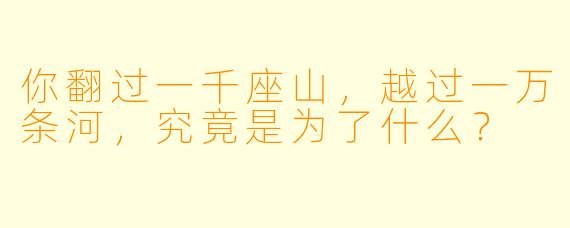 你翻过一千座山，越过一万条河，究竟是为了什么？