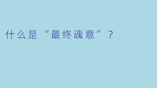 什么是“最终魂意”？