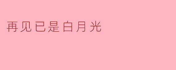 再见已是白月光