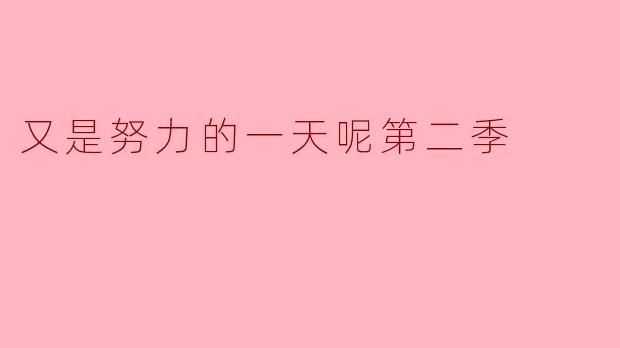 又是努力的一天呢第二季