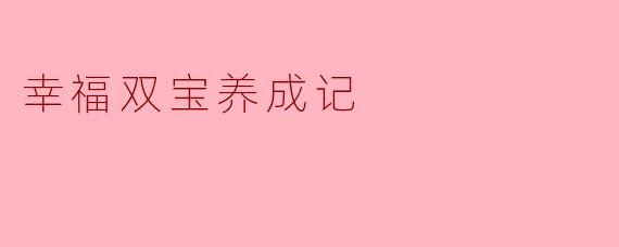 幸福双宝养成记