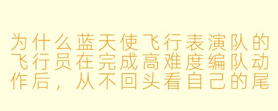 为什么蓝天使飞行表演队的飞行员在完成高难度编队动作后，从不回头看自己的尾迹？