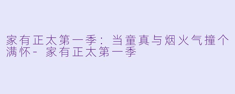 家有正太第一季:当童真与烟火气撞个满怀-家有正太第一季