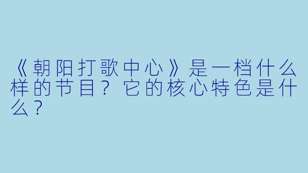 《朝阳打歌中心》是一档什么样的节目?它的核心特色是什么?