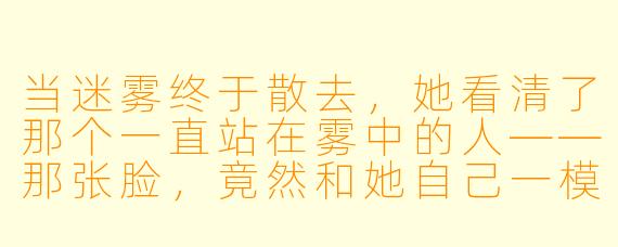 当迷雾终于散去，她看清了那个一直站在雾中的人——那张脸，竟然和她自己一模一样。她颤抖着“你是谁？”