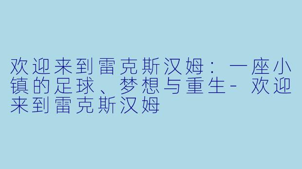 欢迎来到雷克斯汉姆：一座小镇的足球、梦想与重生-欢迎来到雷克斯汉姆