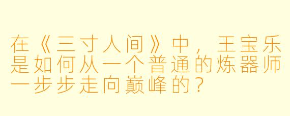 在《三寸人间》中，王宝乐是如何从一个普通的炼器师一步步走向巅峰的？