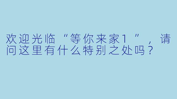 欢迎光临“等你来家1”，请问这里有什么特别之处吗？