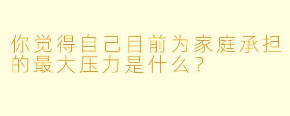你觉得自己目前为家庭承担的最大压力是什么？