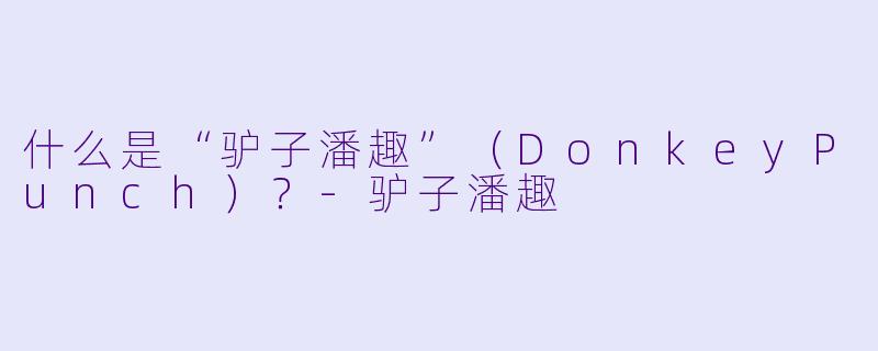 什么是“驴子潘趣”（DonkeyPunch）？-驴子潘趣
