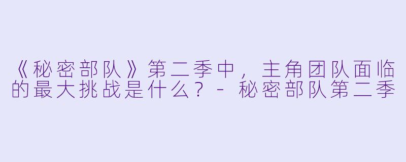 《秘密部队》第二季中，主角团队面临的最大挑战是什么？-秘密部队第二季