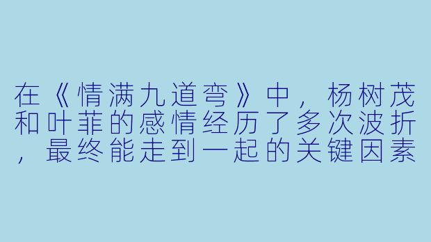 在《情满九道弯》中,杨树茂和叶菲的感情经历了多次波折,最终能走到一起的关键因素是什么?
