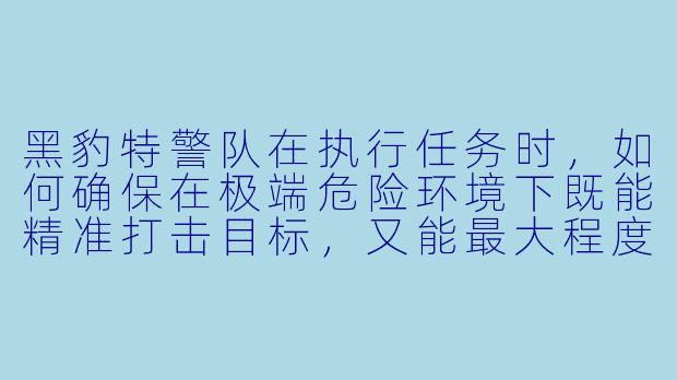 黑豹特警队在执行任务时，如何确保在极端危险环境下既能精准打击目标，又能最大程度保护人质和队友的安全？-黑豹特警队