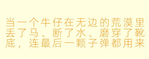 当一个牛仔在无边的荒漠里丢了马、断了水、磨穿了靴底，连最后一颗子弹都用来打碎了自己的酒瓶——他为什么还要继续往前走？