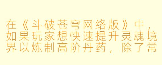 在《斗破苍穹网络版》中，如果玩家想快速提升灵魂境界以炼制高阶丹药，除了常规的炼药熟练度积累，还有什么隐藏的捷径或特殊副本吗？