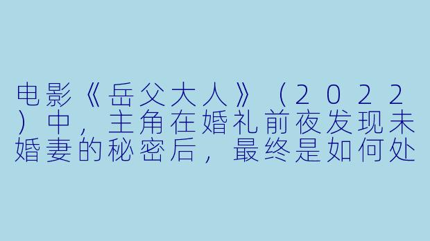 电影《岳父大人》（2022）中，主角在婚礼前夜发现未婚妻的秘密后，最终是如何处理这段关系的？-岳父大人（2022）