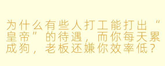 为什么有些人打工能打出“皇帝”的待遇，而你每天累成狗，老板还嫌你效率低？