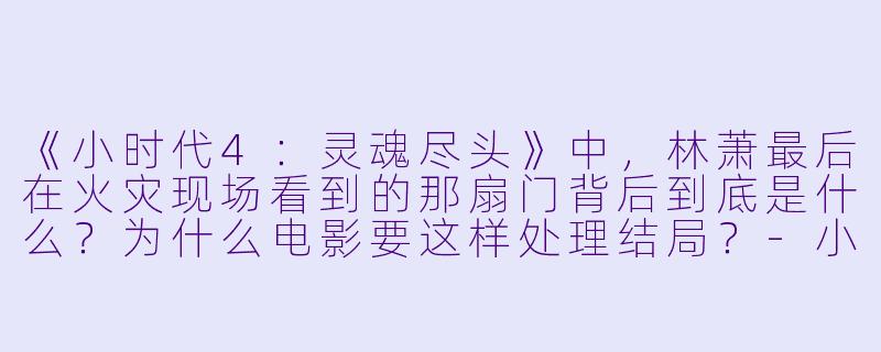 《小时代4:灵魂尽头》中,林萧最后在火灾现场看到的那扇门背后到底是什么?为什么电影要这样处理结局?-小时代4:灵魂尽头