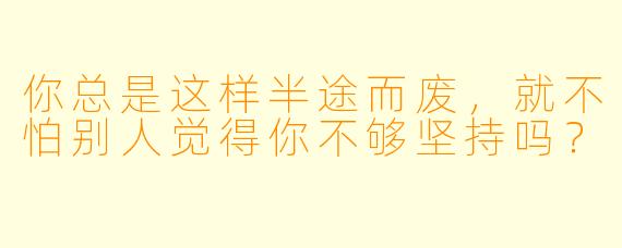 你总是这样半途而废，就不怕别人觉得你不够坚持吗？