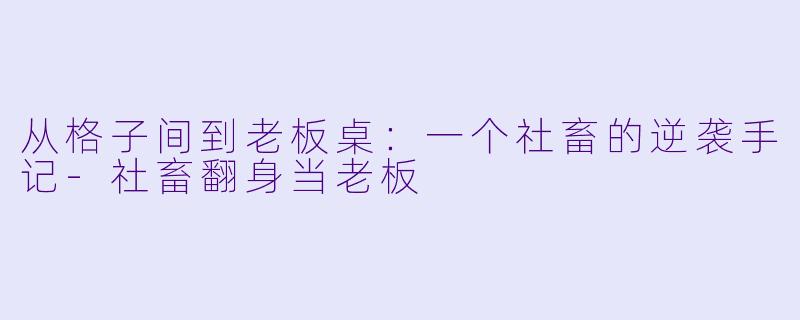 从格子间到老板桌:一个社畜的逆袭手记-社畜翻身当老板
