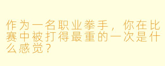 作为一名职业拳手，你在比赛中被打得最重的一次是什么感觉？