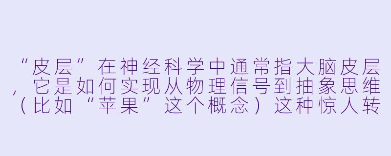 “皮层”在神经科学中通常指大脑皮层，它是如何实现从物理信号到抽象思维（比如“苹果”这个概念）这种惊人转换的？-皮层