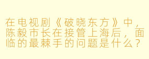 在电视剧《破晓东方》中,陈毅市长在接管上海后,面临的最棘手的问题是什么?