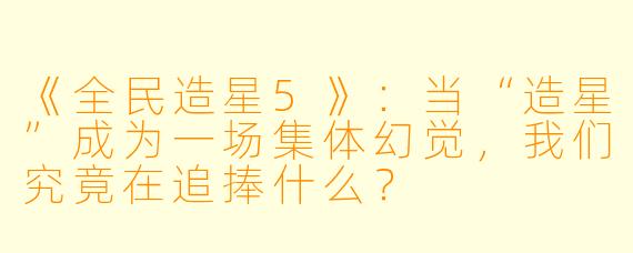 《全民造星5》:当“造星”成为一场集体幻觉,我们究竟在追捧什么?