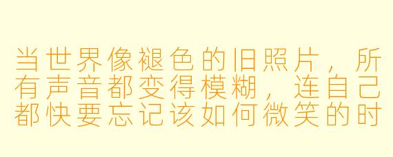 当世界像褪色的旧照片,所有声音都变得模糊,连自己都快要忘记该如何微笑的时候,是什么让你还愿意再试一次?