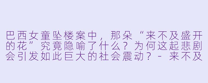 巴西女童坠楼案中,那朵“来不及盛开的花”究竟隐喻了什么?为何这起悲剧会引发如此巨大的社会震动?-来不及盛开的花:巴西女童坠楼案