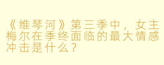 《维琴河》第三季中，女主梅尔在季终面临的最大情感冲击是什么？