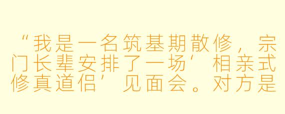 “我是一名筑基期散修,宗门长辈安排了一场‘相亲式修真道侣’见面会。对方是金丹期剑修,据说X 格冷傲。我该穿什么、带什么见面礼,才能既显得有诚意又不失体面?”