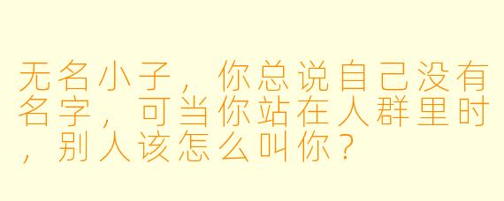 无名小子，你总说自己没有名字，可当你站在人群里时，别人该怎么叫你？