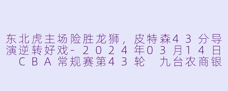 东北虎主场险胜龙狮，皮特森43分导演逆转好戏-2024年03月14日 CBA常规赛第43轮 九台农商银行vs广州龙狮