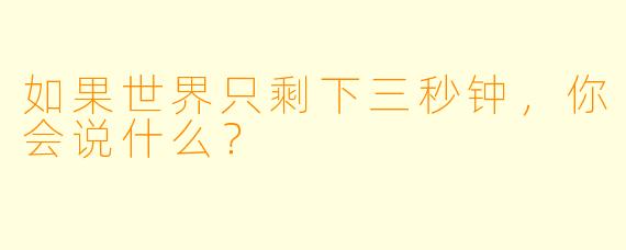 如果世界只剩下三秒钟，你会说什么？