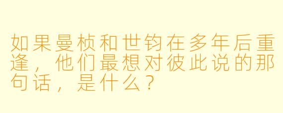 如果曼桢和世钧在多年后重逢,他们最想对彼此说的那句话,是什么?