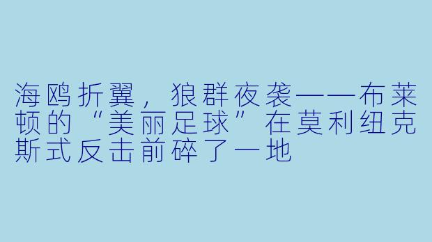海鸥折翼,狼群夜袭——布莱顿的“美丽足球”在莫利纽克斯式反击前碎了一地